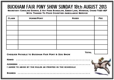 Pony Entry Form